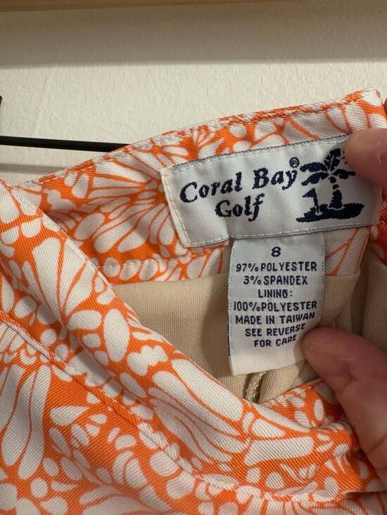 Coral Bay Golf Women's Orange and White Butterfly Floral Print Skort Size 8 - Picture 3 of 3